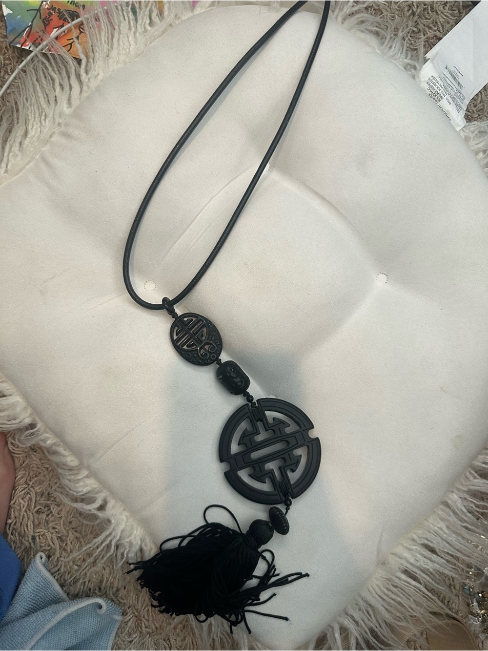 Chico's Black Tassel Pendant Necklace